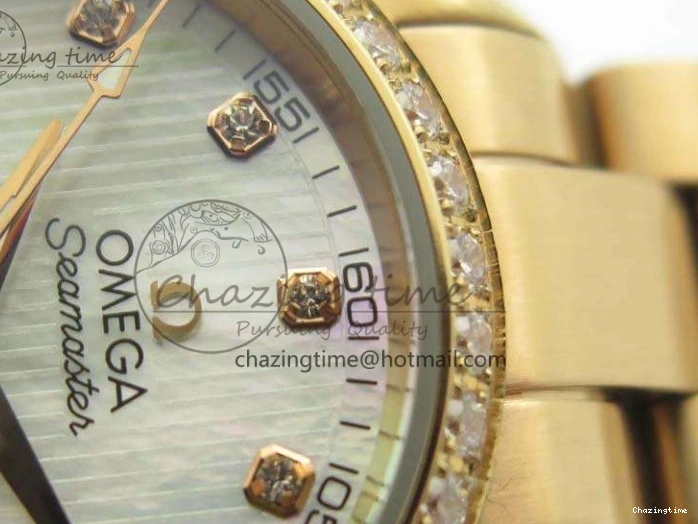 0515 Versatile Aqua Terra Ladies 35mm RG V6F Best Edition White MOP Dial Diam On RG Bracelet A 8104